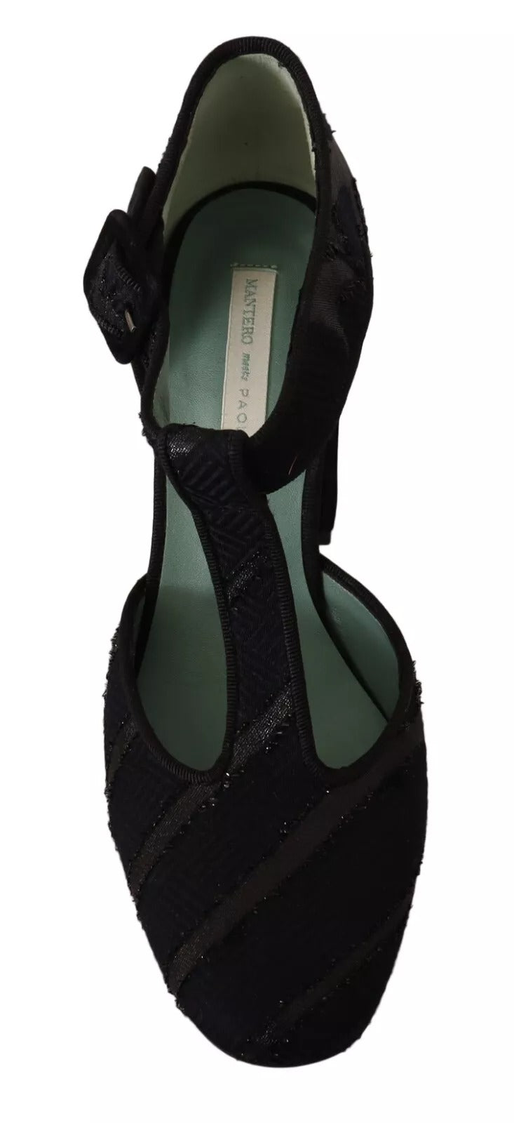 Paola D'Arcano Black Suede Leather Block Heels Sandals