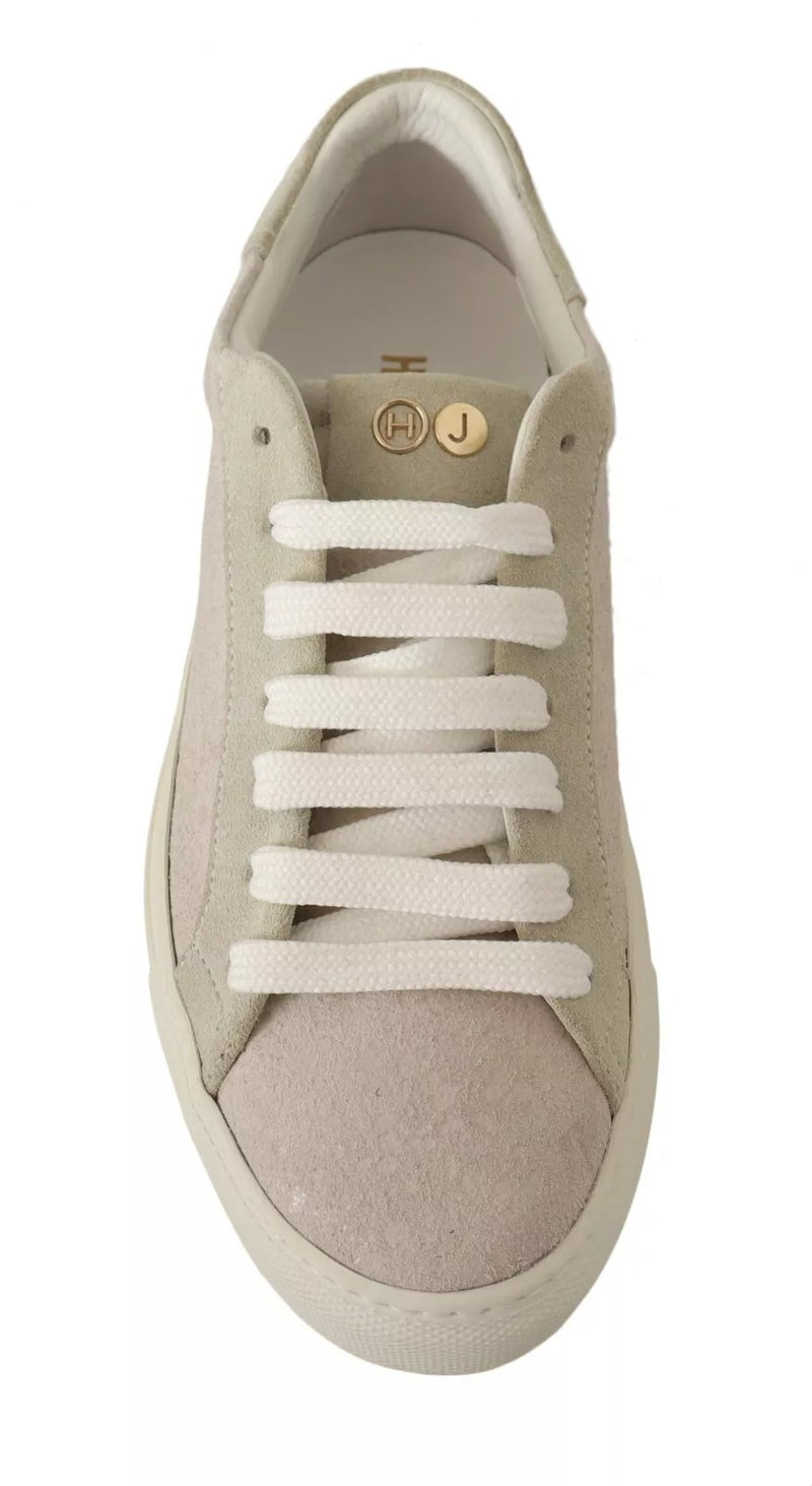 HIDE & JACK Off White Low Top Lace Up Sneakers for Women