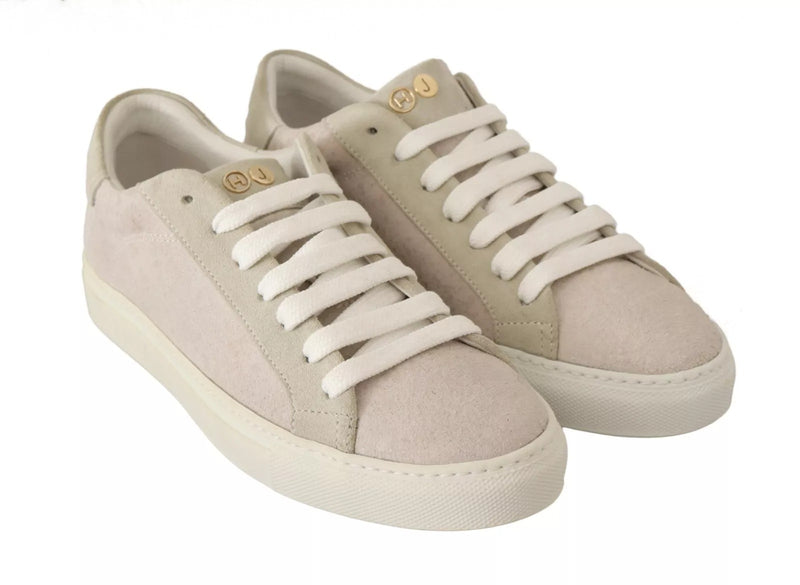 HIDE & JACK Off White Low Top Lace Up Sneakers for Women