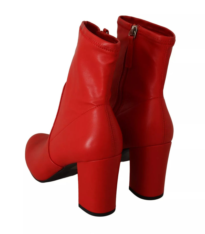 Steve Madden Red Leather Block Heels Ankle Boots
