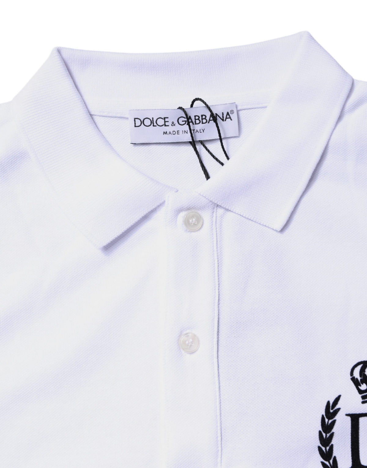 Polo homme en coton blanc à col couronne Dolce &amp; Gabbana