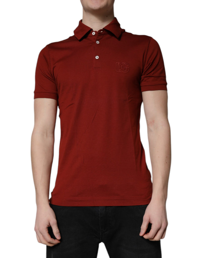 Polo homme en coton rouge à col boutonné avec logo DG de Dolce &amp; Gabbana