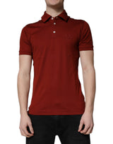 Polo homme en coton rouge à col boutonné avec logo DG de Dolce &amp; Gabbana