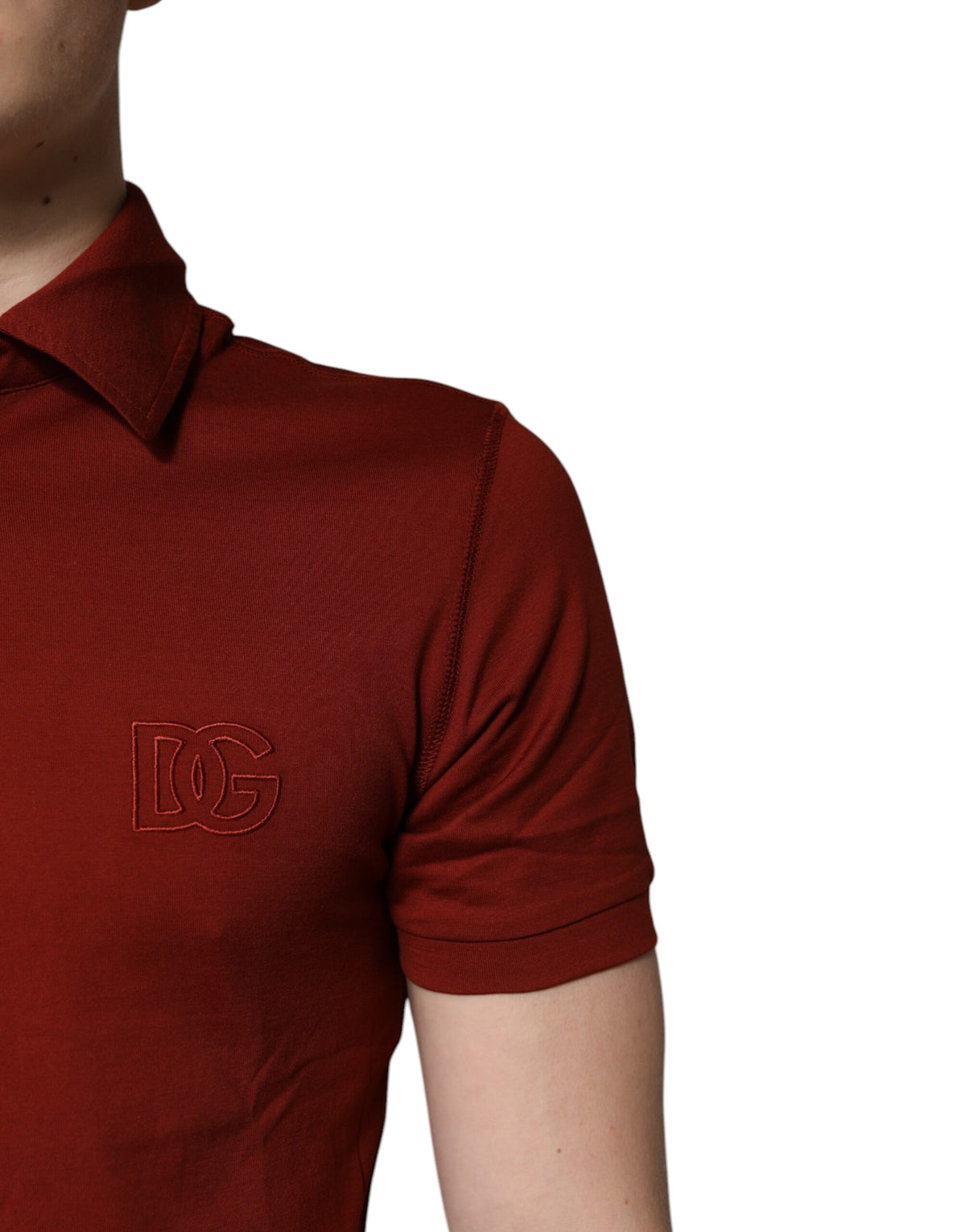 Polo homme en coton rouge à col boutonné avec logo DG de Dolce &amp; Gabbana