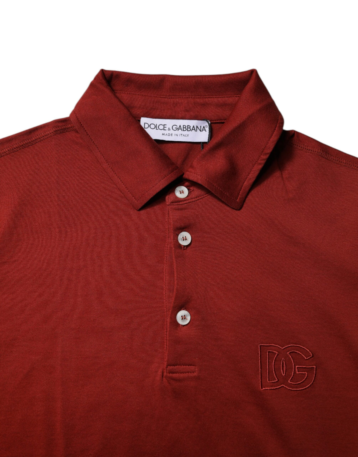 Polo homme en coton rouge à col boutonné avec logo DG de Dolce &amp; Gabbana