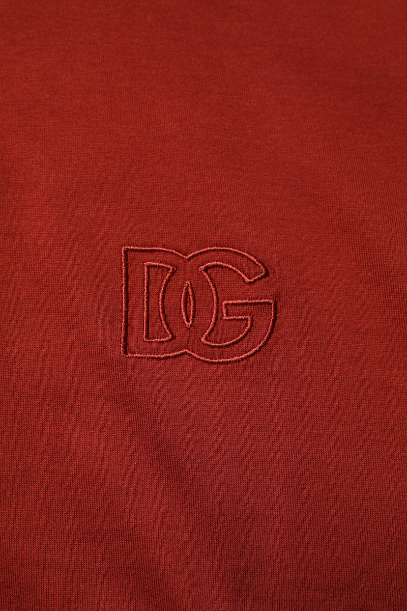 Polo homme en coton rouge à col boutonné avec logo DG de Dolce &amp; Gabbana