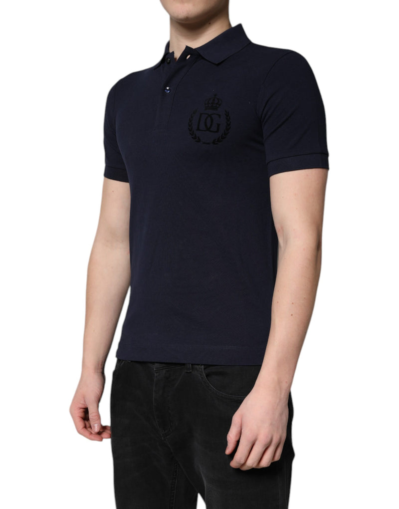 Dolce &amp; Gabbana donkerblauwe katoenen polo-t-shirt met kraag.