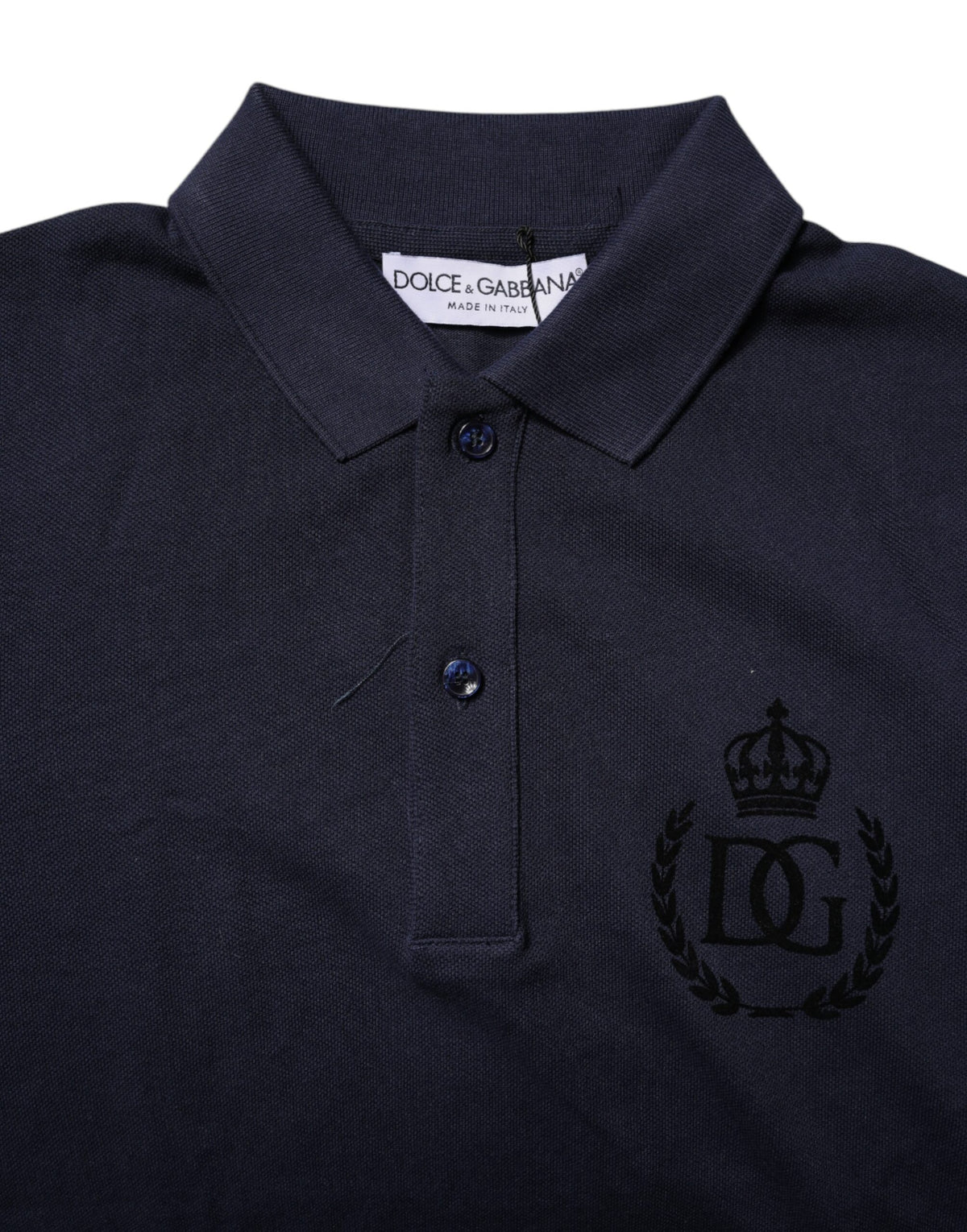 Polo en coton à col montant bleu foncé de Dolce &amp; Gabbana