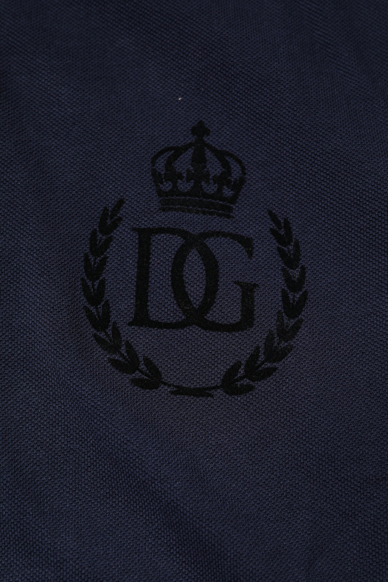 Dolce &amp; Gabbana donkerblauwe katoenen polo-t-shirt met kraag.