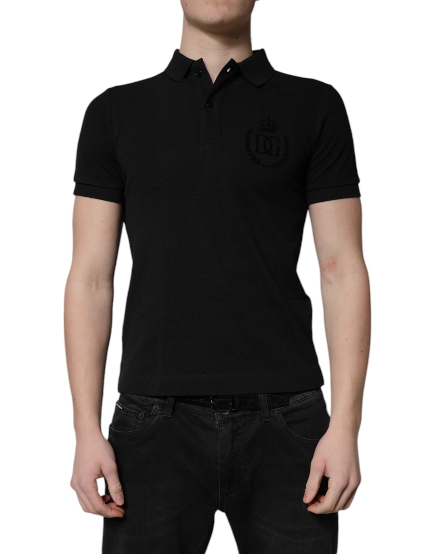 Dolce &amp; Gabbana zwart katoenen DG logo polo shirt met kraag