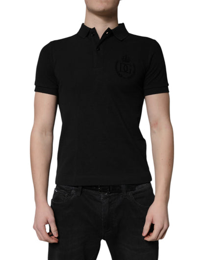 Dolce &amp; Gabbana zwart katoenen DG logo polo shirt met kraag