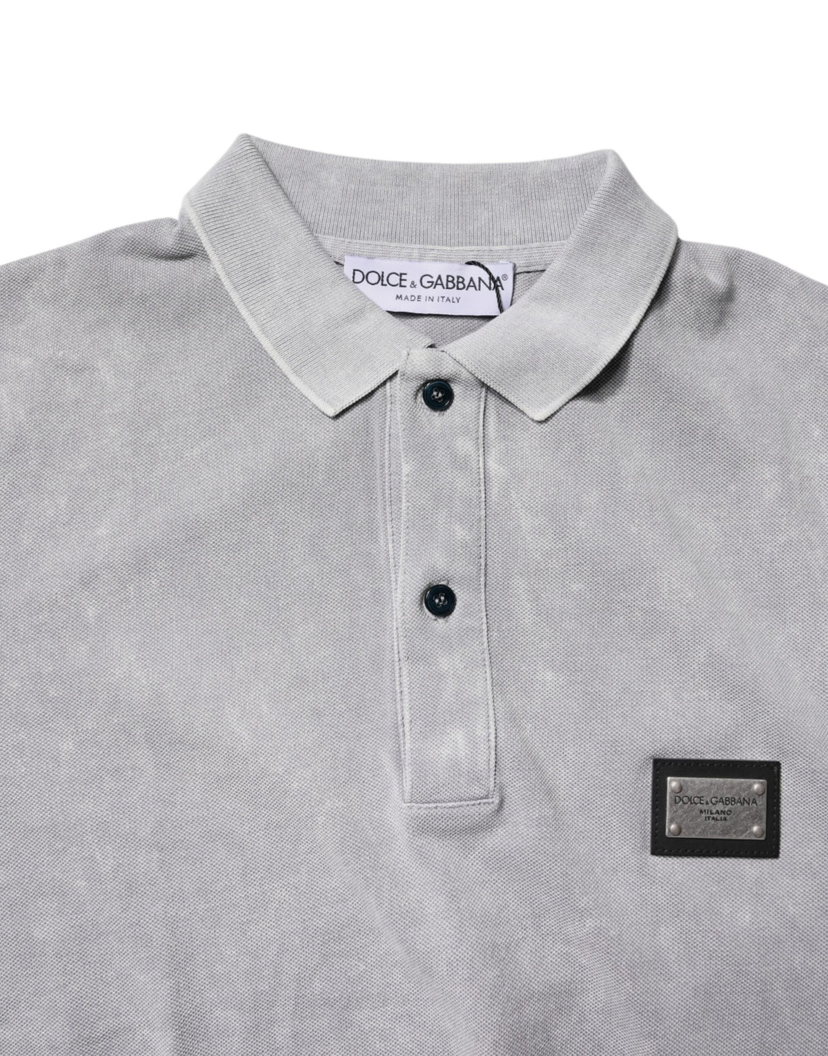 Polo en coton pour homme Dolce &amp; Gabbana, gris, avec plaque logo.