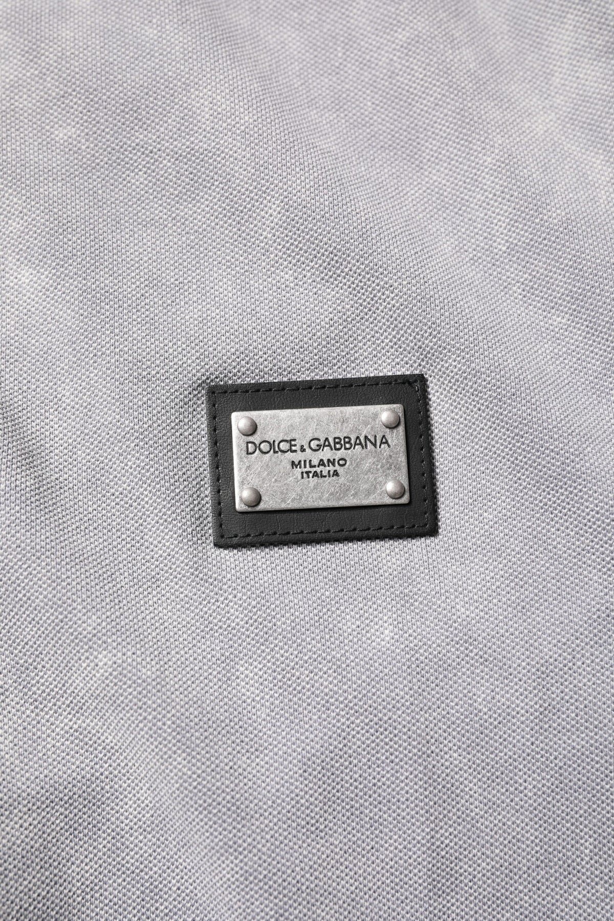 Polo en coton pour homme Dolce &amp; Gabbana, gris, avec plaque logo.
