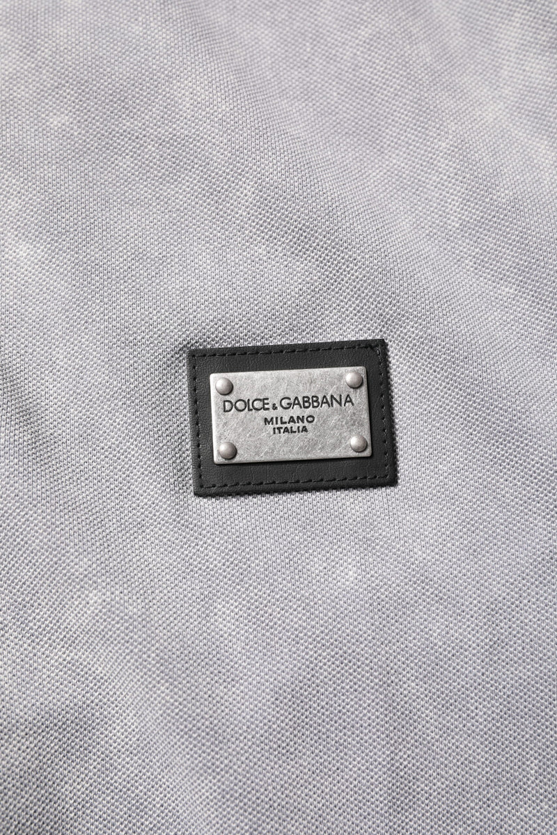 Dolce &amp; Gabbana grijze katoenen polo-shirt met logo-plaatje voor heren
