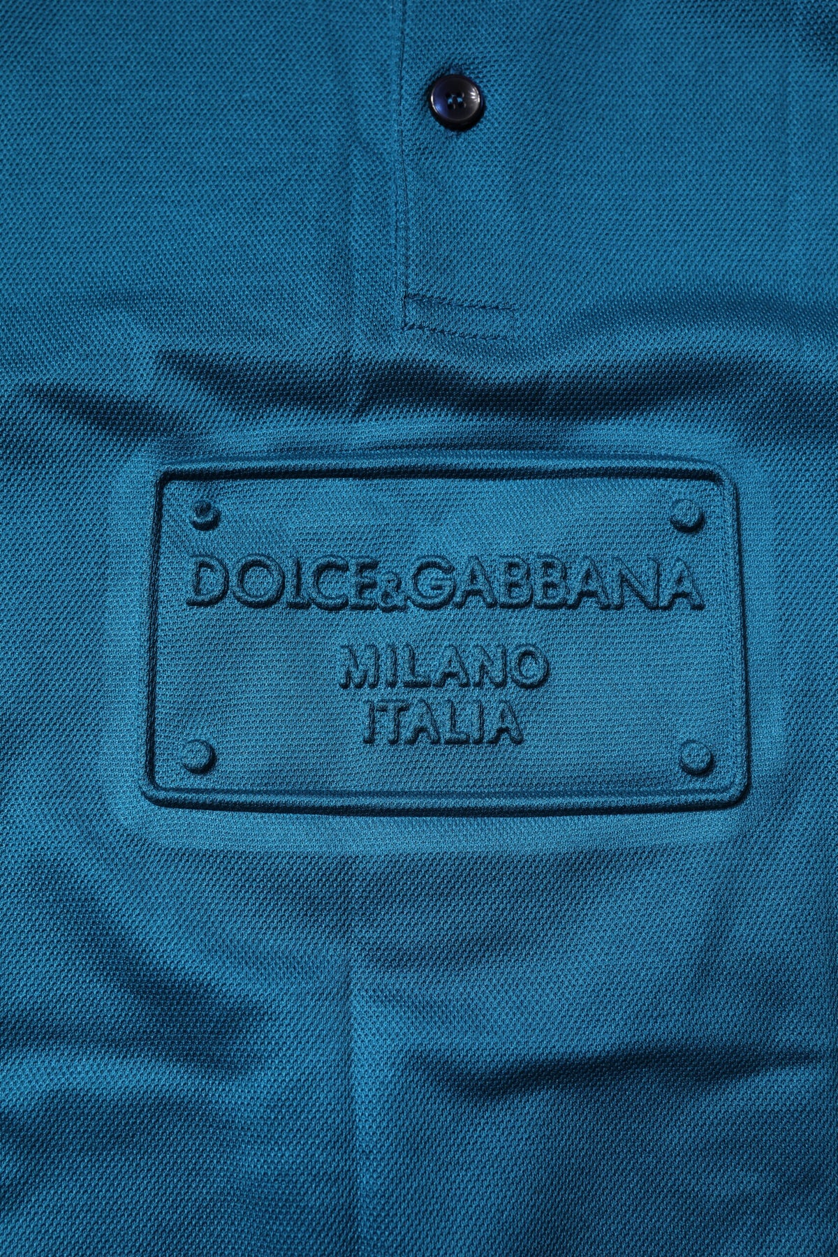 Polo en coton bleu avec logo Dolce &amp; Gabbana pour homme - T-shirt