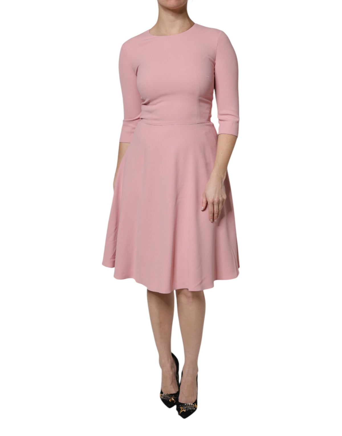 Robe A-ligne Flare Rose Dolce & Gabbana avec Manches 3/4