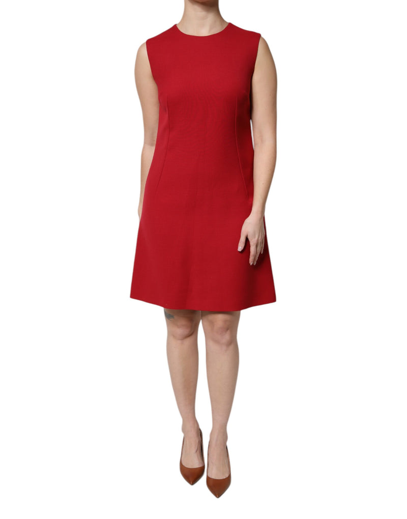 Robe A-ligne sans manches en laine rouge Dolce & Gabbana