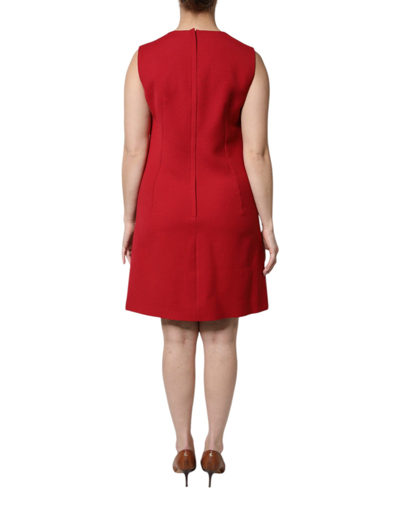 Robe A-ligne sans manches en laine rouge Dolce & Gabbana