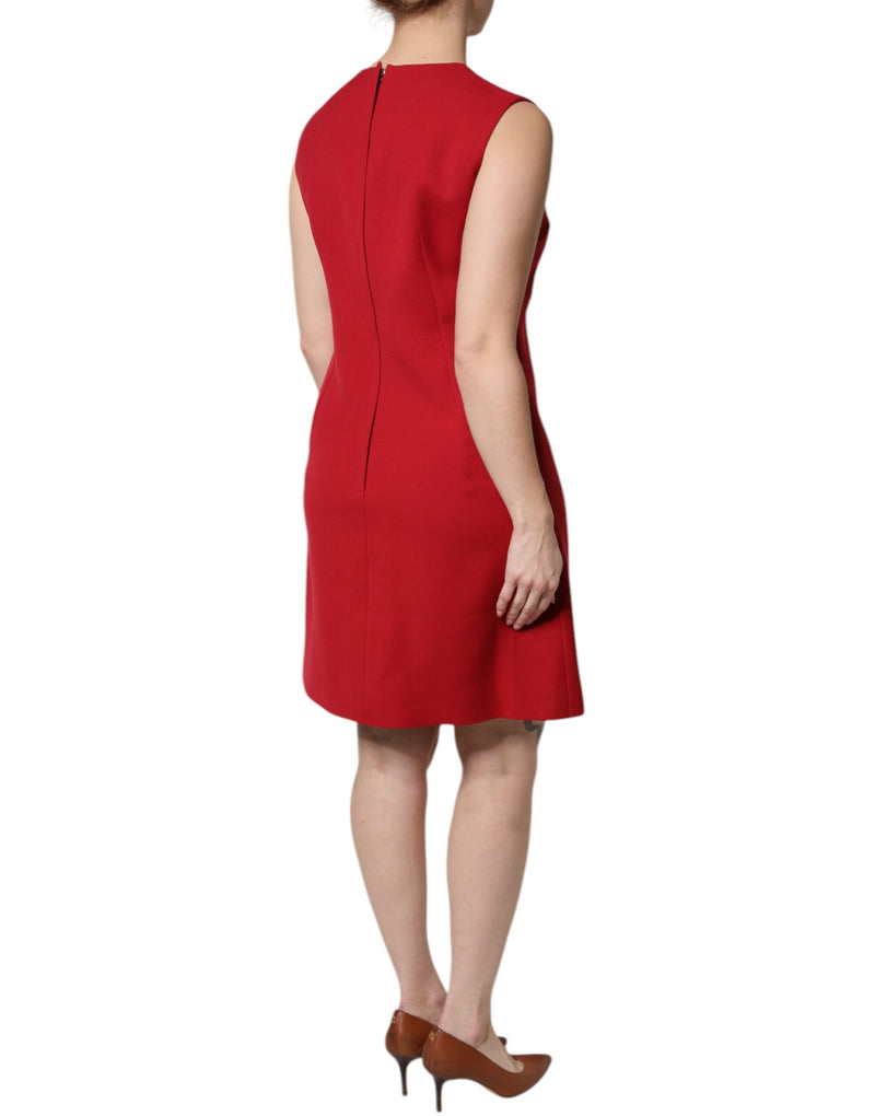 Robe A-ligne sans manches en laine rouge Dolce & Gabbana