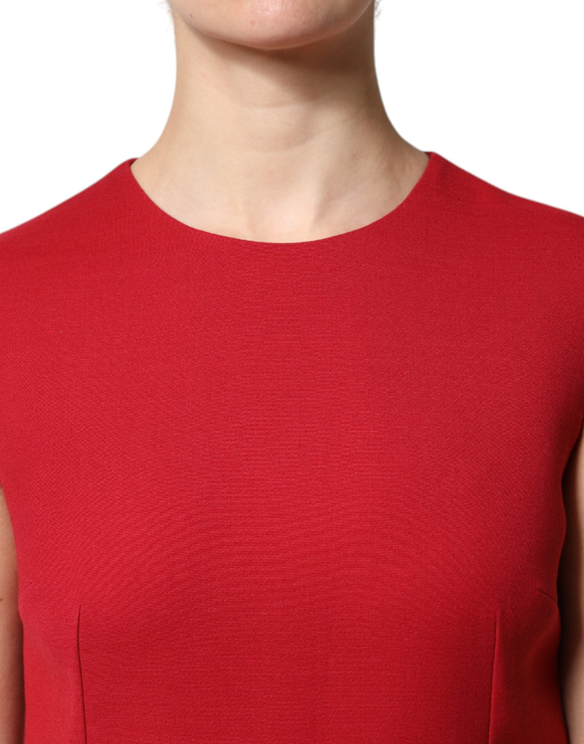 Robe A-ligne sans manches en laine rouge Dolce & Gabbana
