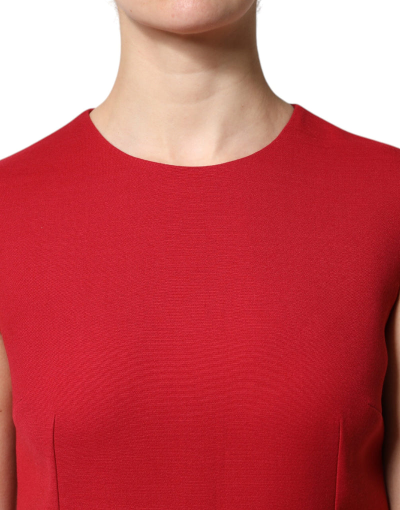 Robe A-ligne sans manches en laine rouge Dolce & Gabbana