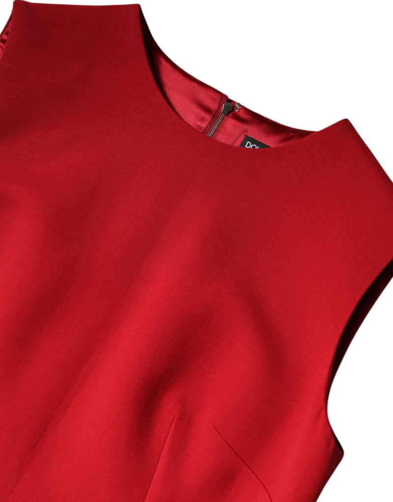 Robe A-ligne sans manches en laine rouge Dolce & Gabbana