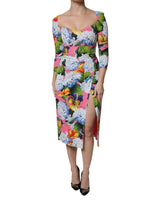 Robe Midi à Fente Latérale Multicolore Dolce & Gabbana