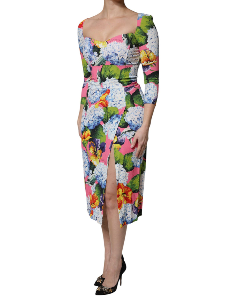 Robe Midi à Fente Latérale Multicolore Dolce & Gabbana