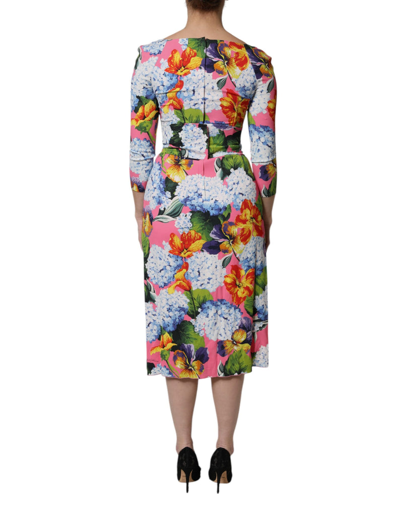 Robe Midi à Fente Latérale Multicolore Dolce & Gabbana