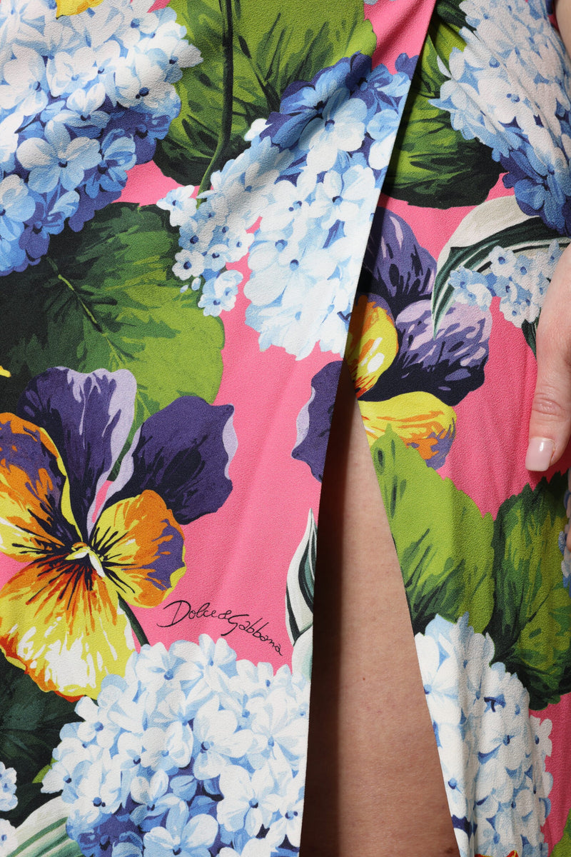 Robe Midi à Fente Latérale Multicolore Dolce & Gabbana