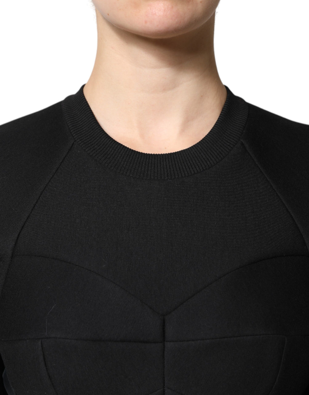 Dolce & Gabbana Robe Mini A-line en Coton Noir à Manches Longues