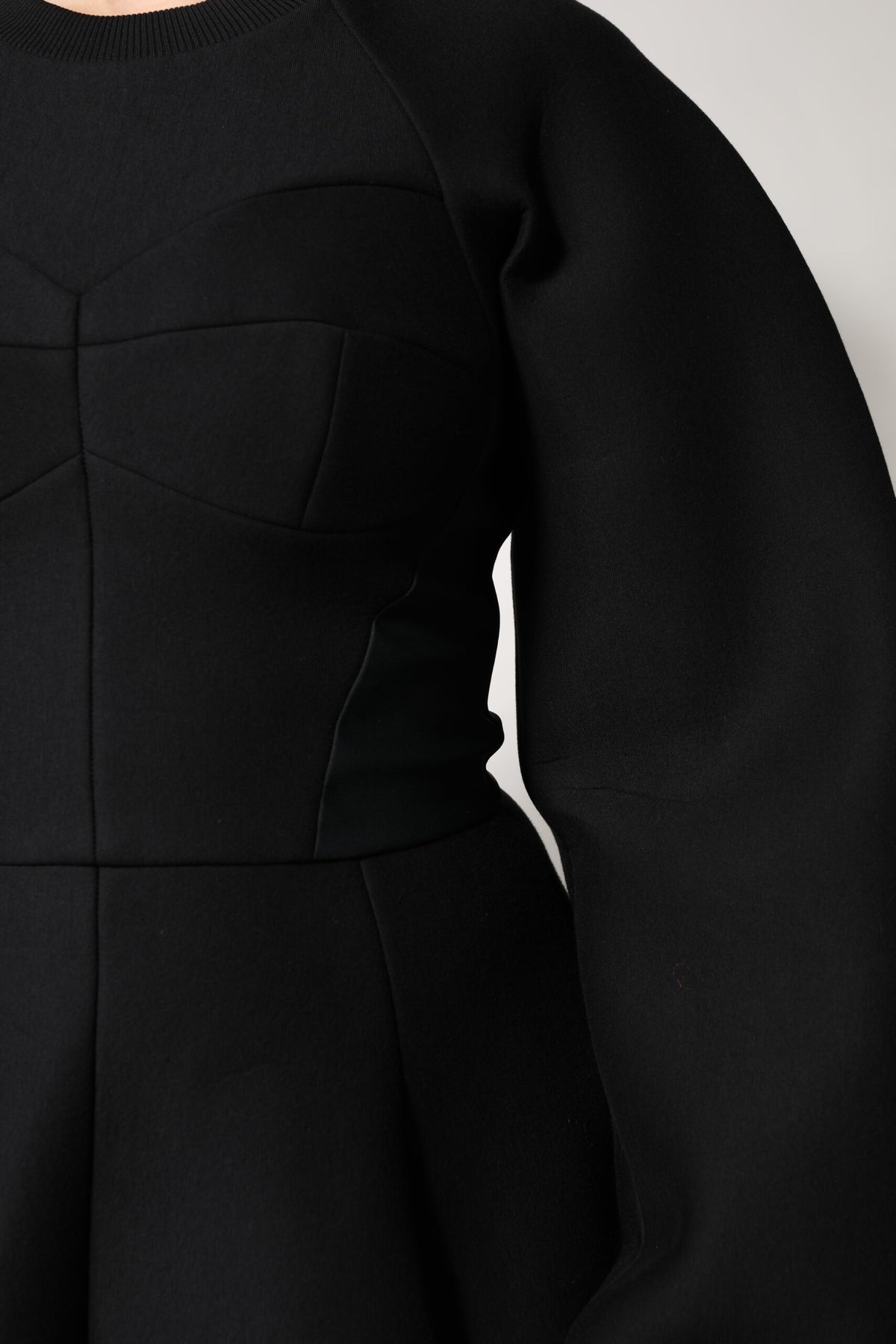 Dolce & Gabbana Robe Mini A-line en Coton Noir à Manches Longues