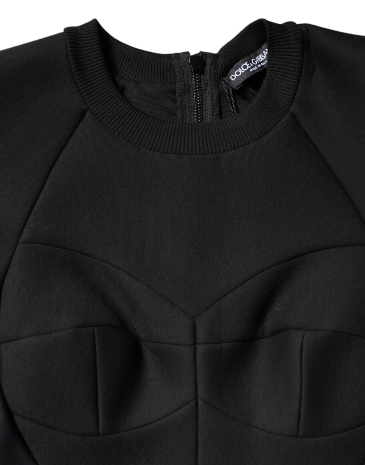 Dolce & Gabbana Robe Mini A-line en Coton Noir à Manches Longues