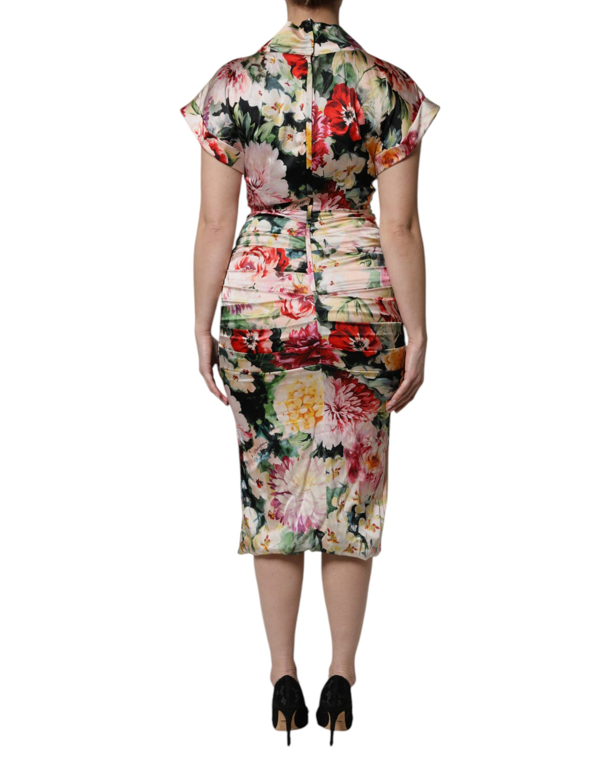 Robe Midi Évasée à Fleurs Multicolore Dolce & Gabbana