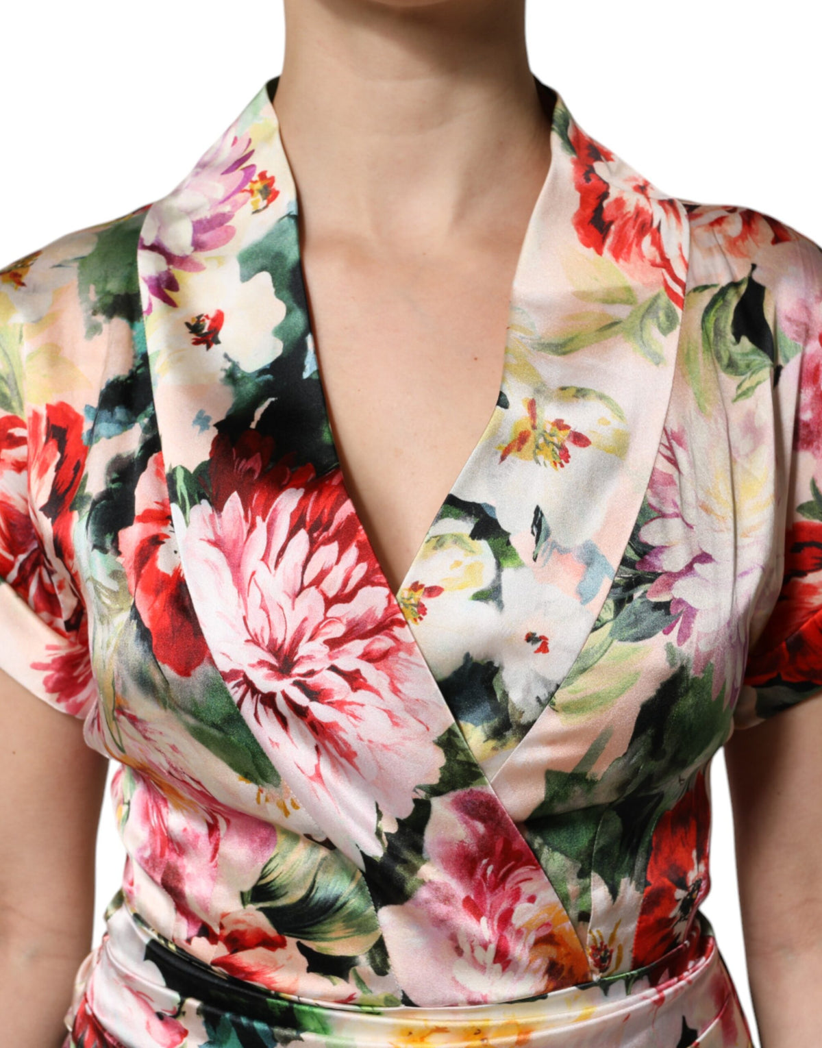 Robe Midi Évasée à Fleurs Multicolore Dolce & Gabbana