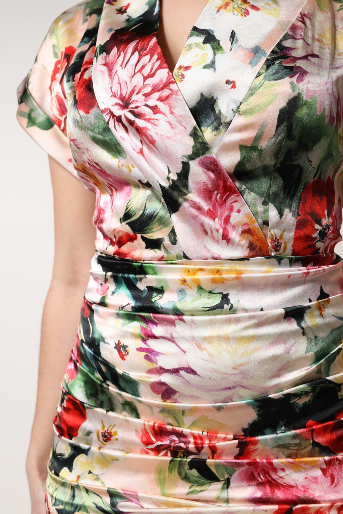 Robe Midi Évasée à Fleurs Multicolore Dolce & Gabbana