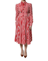 Robe Midi à Rayures Blanches et Rouges Dolce & Gabbana