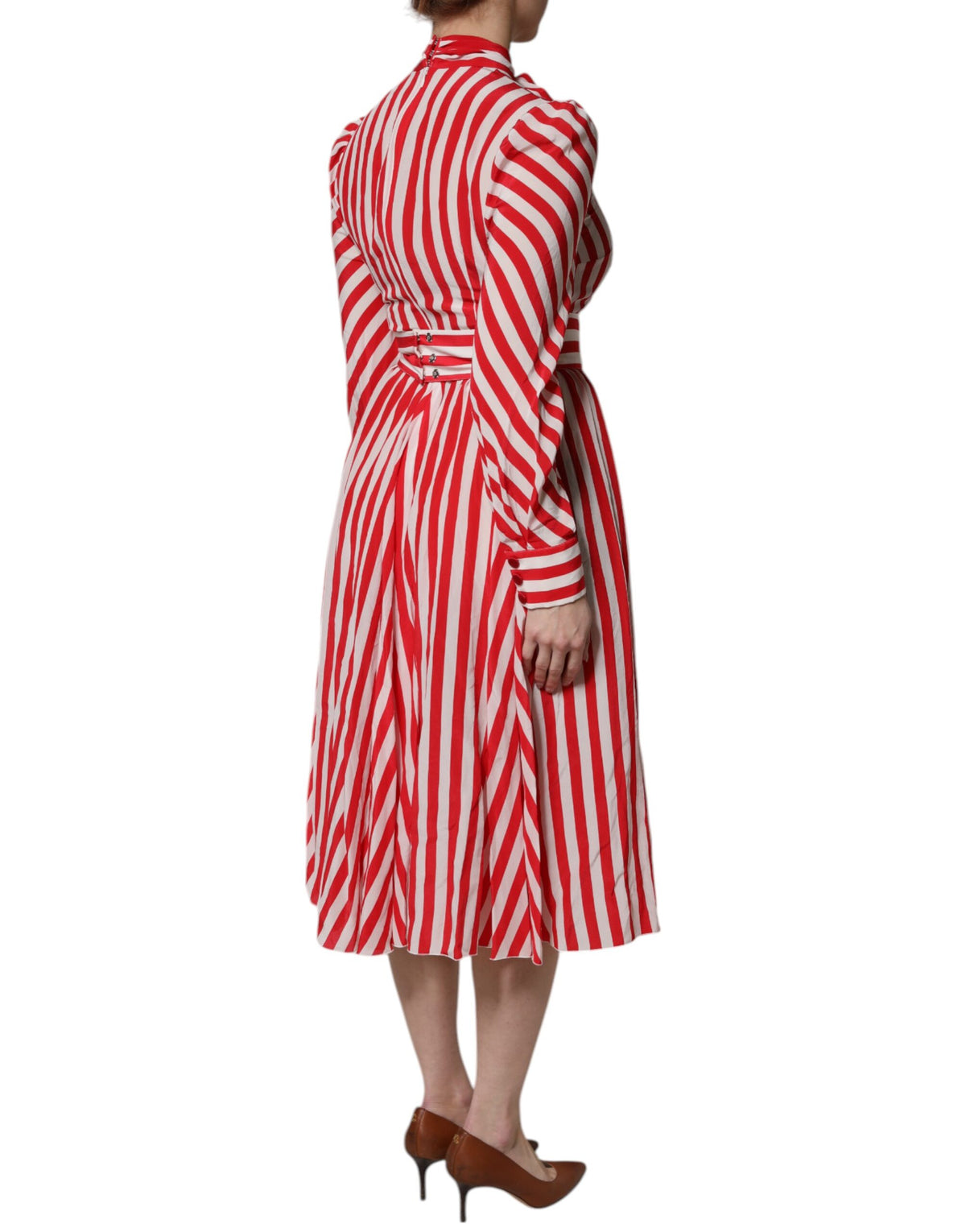 Robe Midi à Rayures Blanches et Rouges Dolce & Gabbana