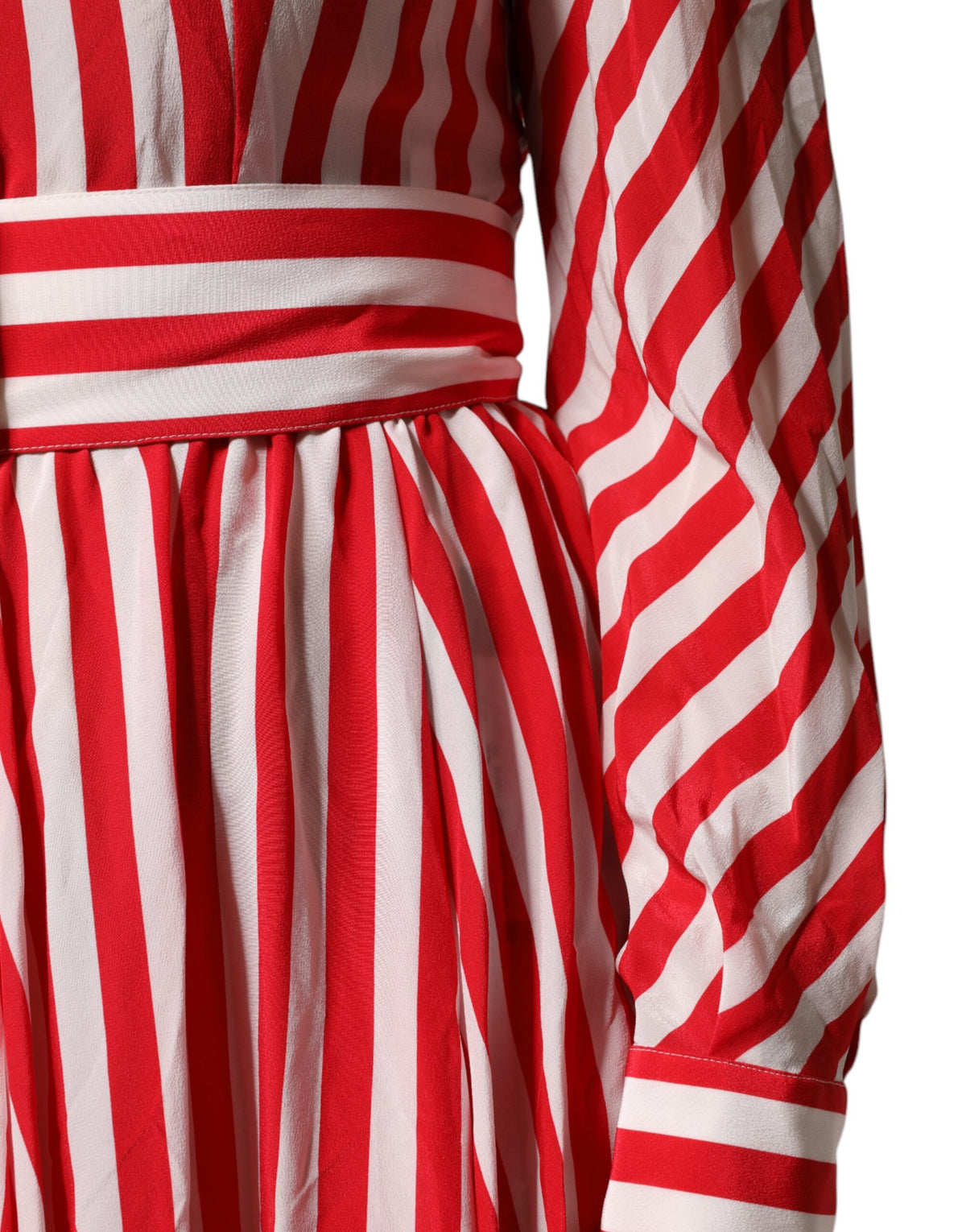 Robe Midi à Rayures Blanches et Rouges Dolce & Gabbana