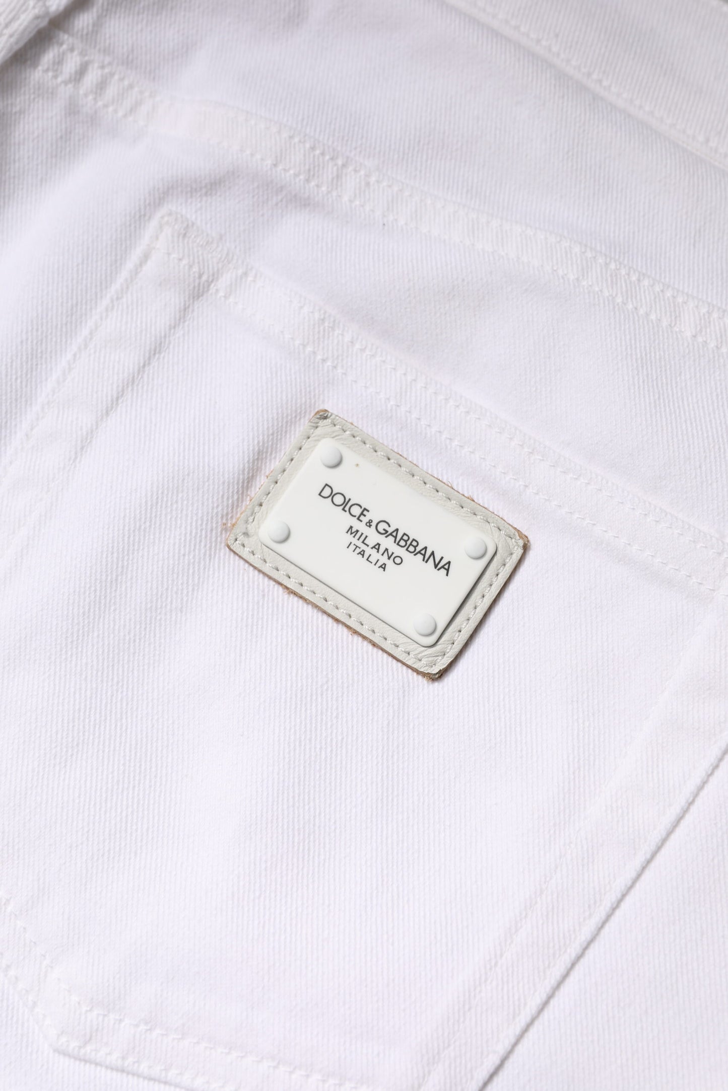 Dolce & Gabbana White Cotton Mid Waist Skinny Denim Jeans