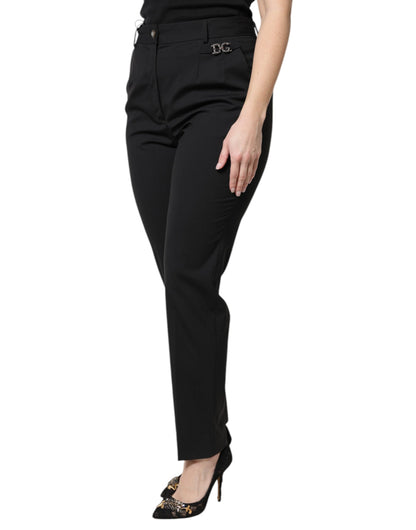 Dolce & Gabbana Black Polyester High Waist Dress Pants