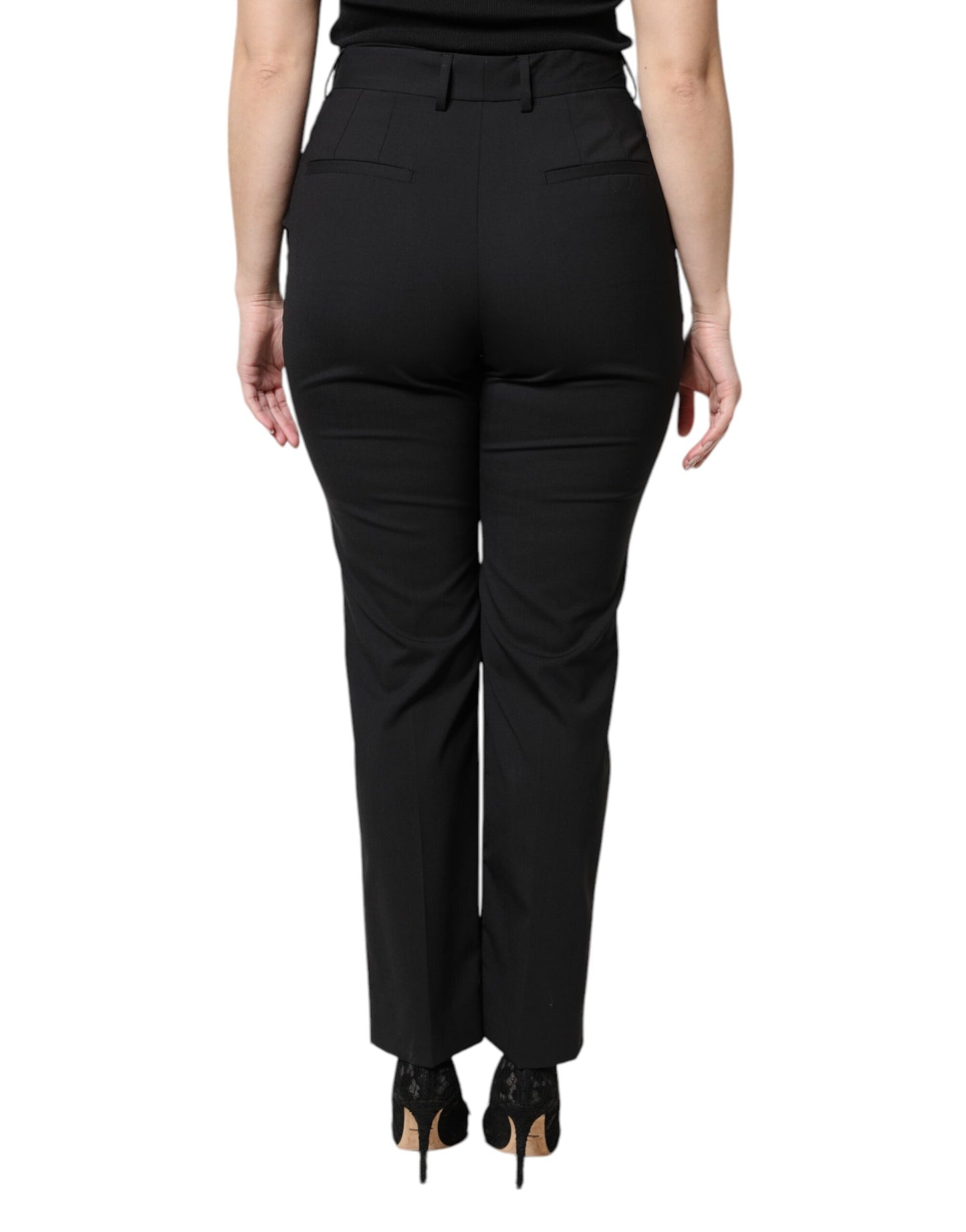 Dolce & Gabbana Black Polyester High Waist Dress Pants