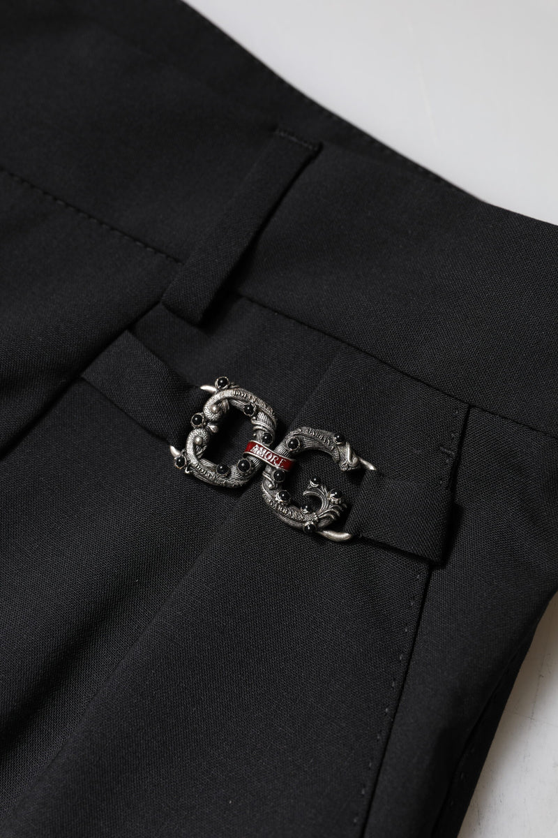 Dolce & Gabbana Black High Waist Dress Pants - Authentic Italian Style