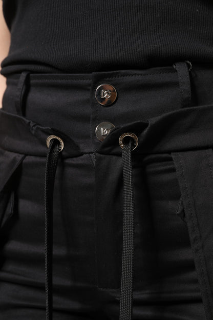 Dolce & Gabbana Black Cotton High Waist Cargo Pants