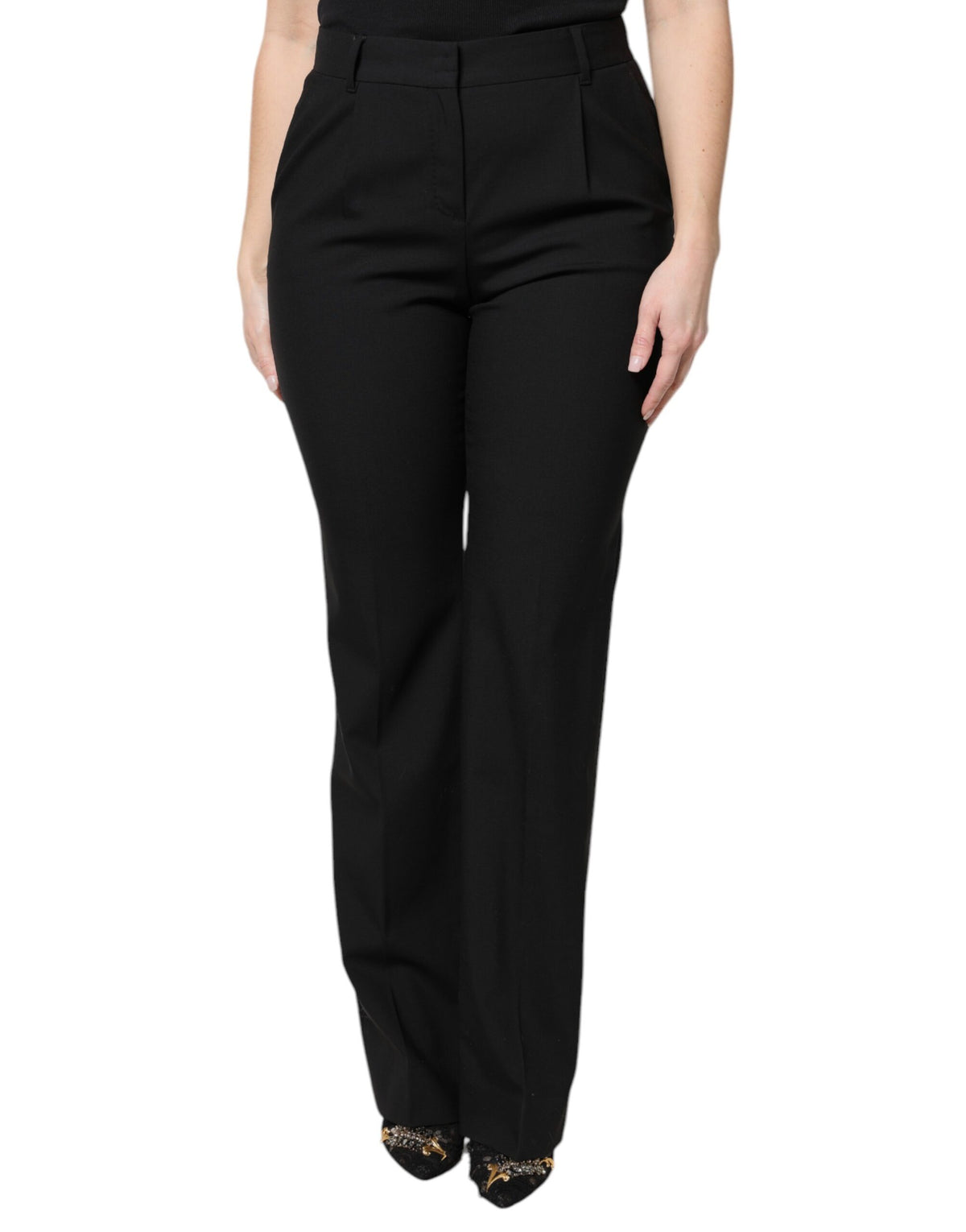 Dolce & Gabbana Pantalons de Costume Boot Cut en Laine Noire