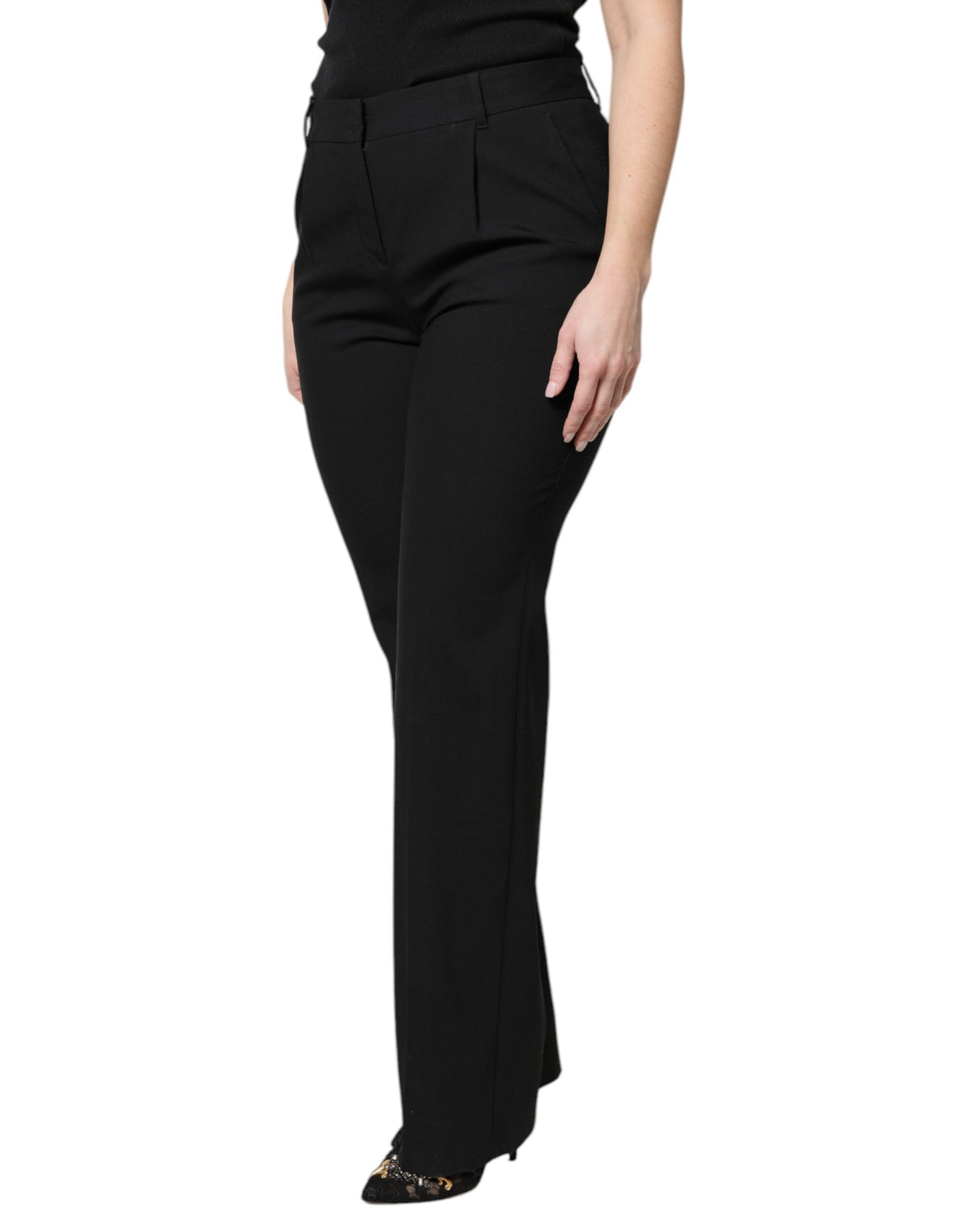 Dolce & Gabbana Pantalons de Costume Boot Cut en Laine Noire