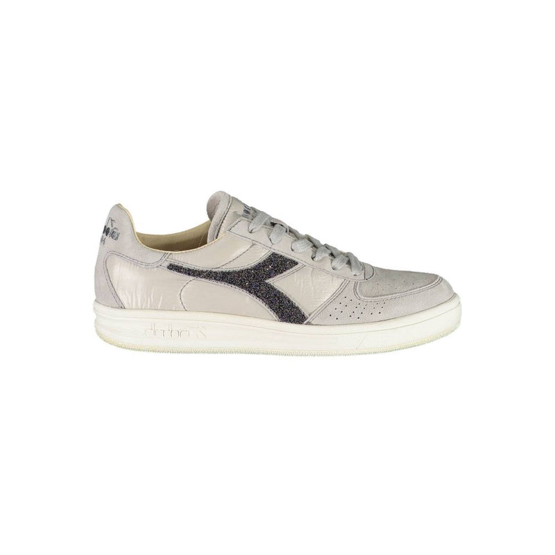 Diadora Gray Leather Women Sneaker with Swarovski Crystals