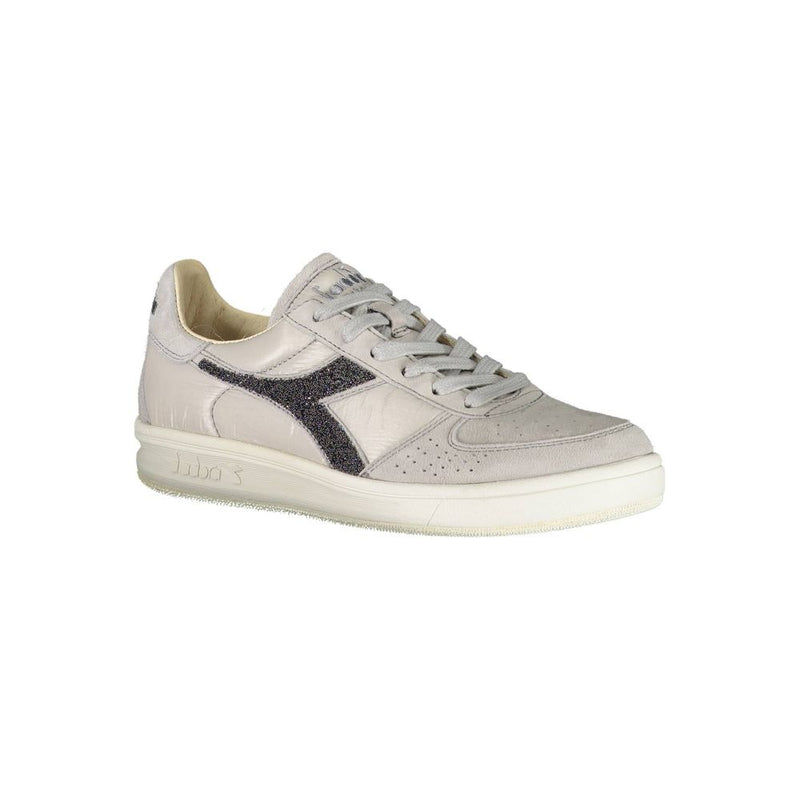 Diadora Gray Leather Women Sneaker with Swarovski Crystals