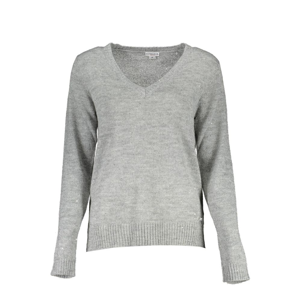 U.S. POLO ASSN. Silver Wool Women Sweater - Chic & Comfortable