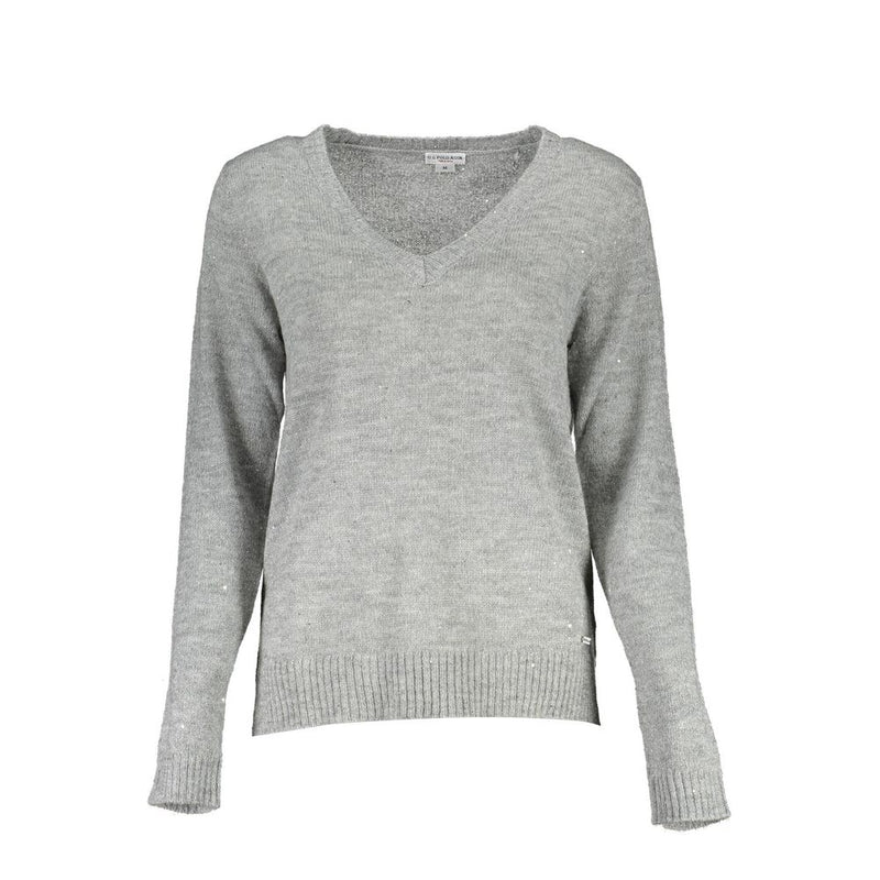 U.S. POLO ASSN. Silver Wool Women Sweater - Chic & Comfortable